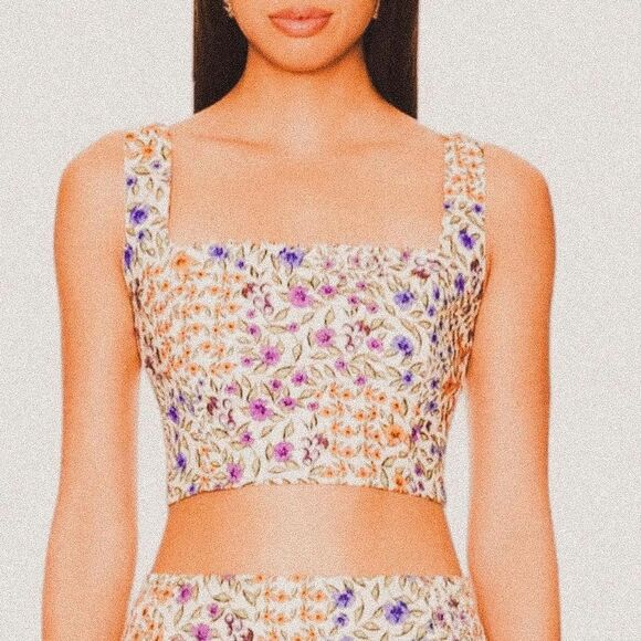 Agua Bendita Kosia Beaded Floral Cotton Crop Top – Vibrant Boho Y2K (M)🌸 - Picture 1 of 7